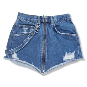 CARMAR Women's 26 Beatrice Denim Zip Distressed Jean Skirt